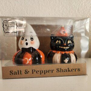 Johanna Parker Halloween Salt & Pepper Shakers Ghost & Cat Shakers by Transpac